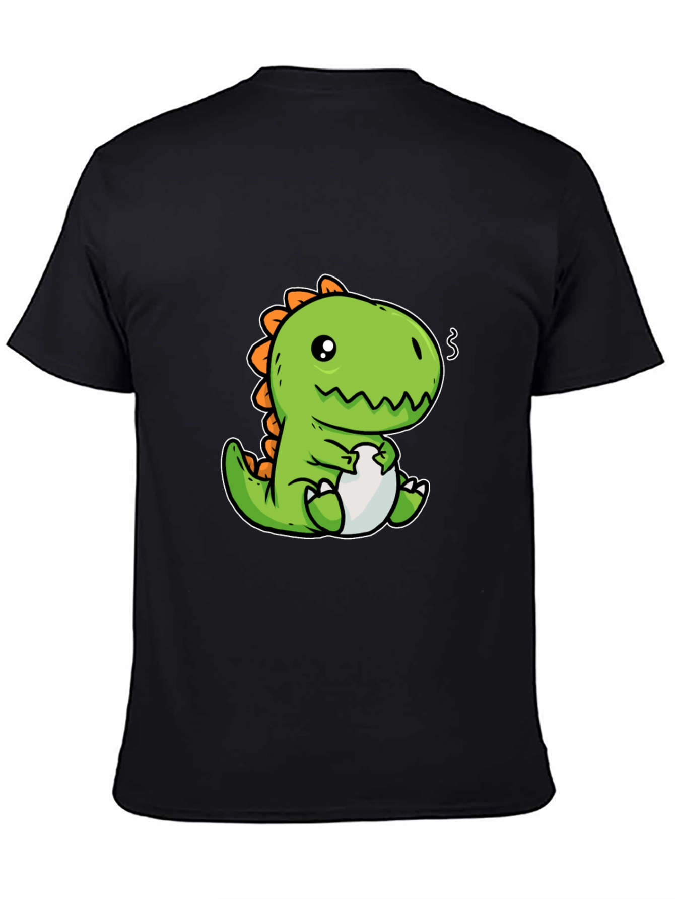 Camiseta Negra con Diseño de Dinosaurio Kawaii
