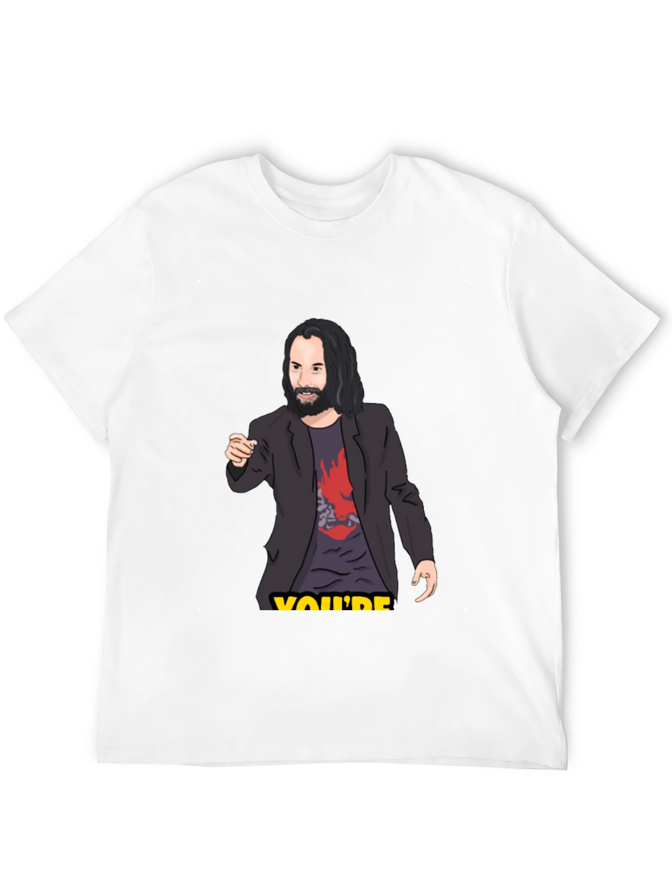Camiseta Hombre Negra con Estampado de Keanu Reeves