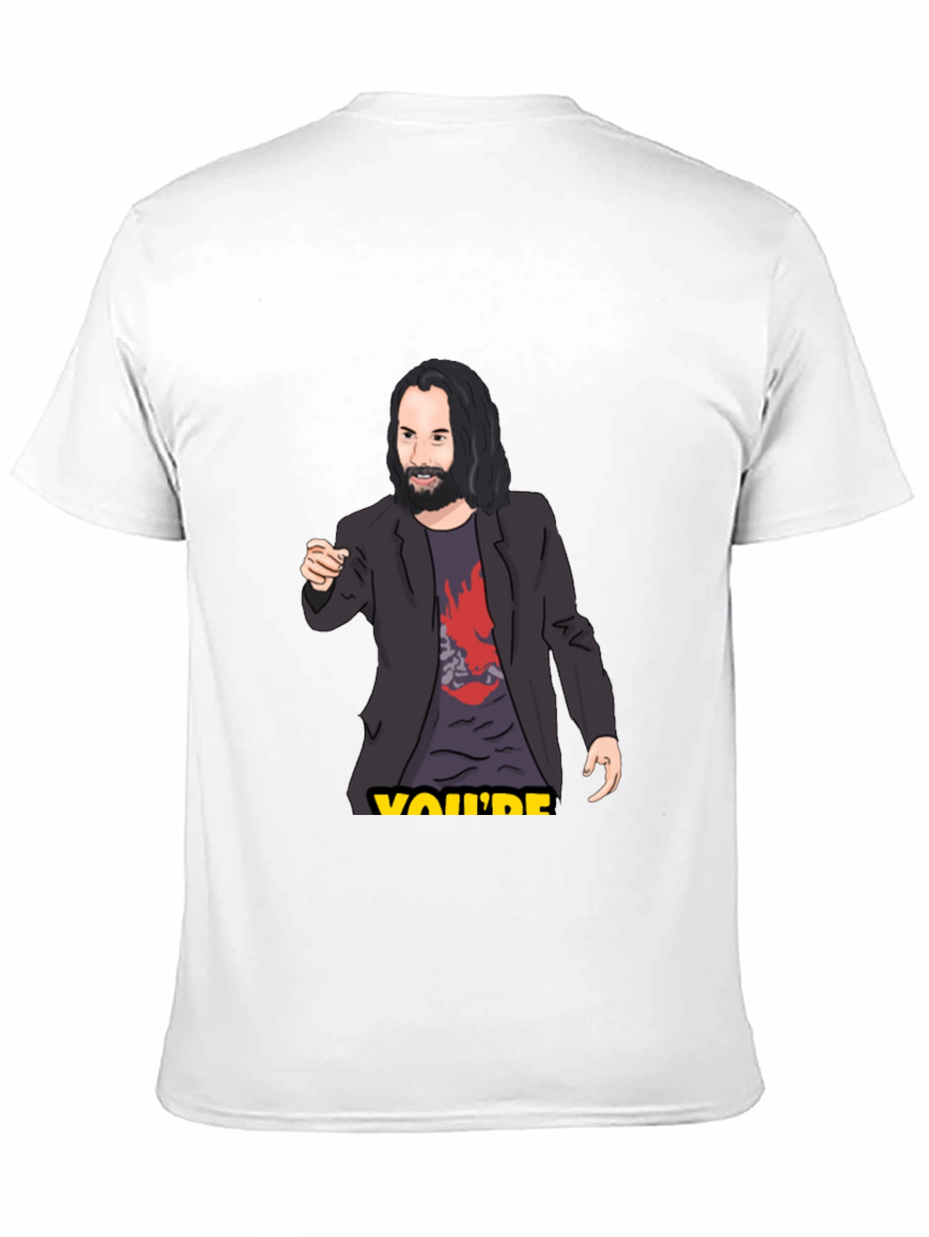Camiseta Hombre Negra con Estampado de Keanu Reeves