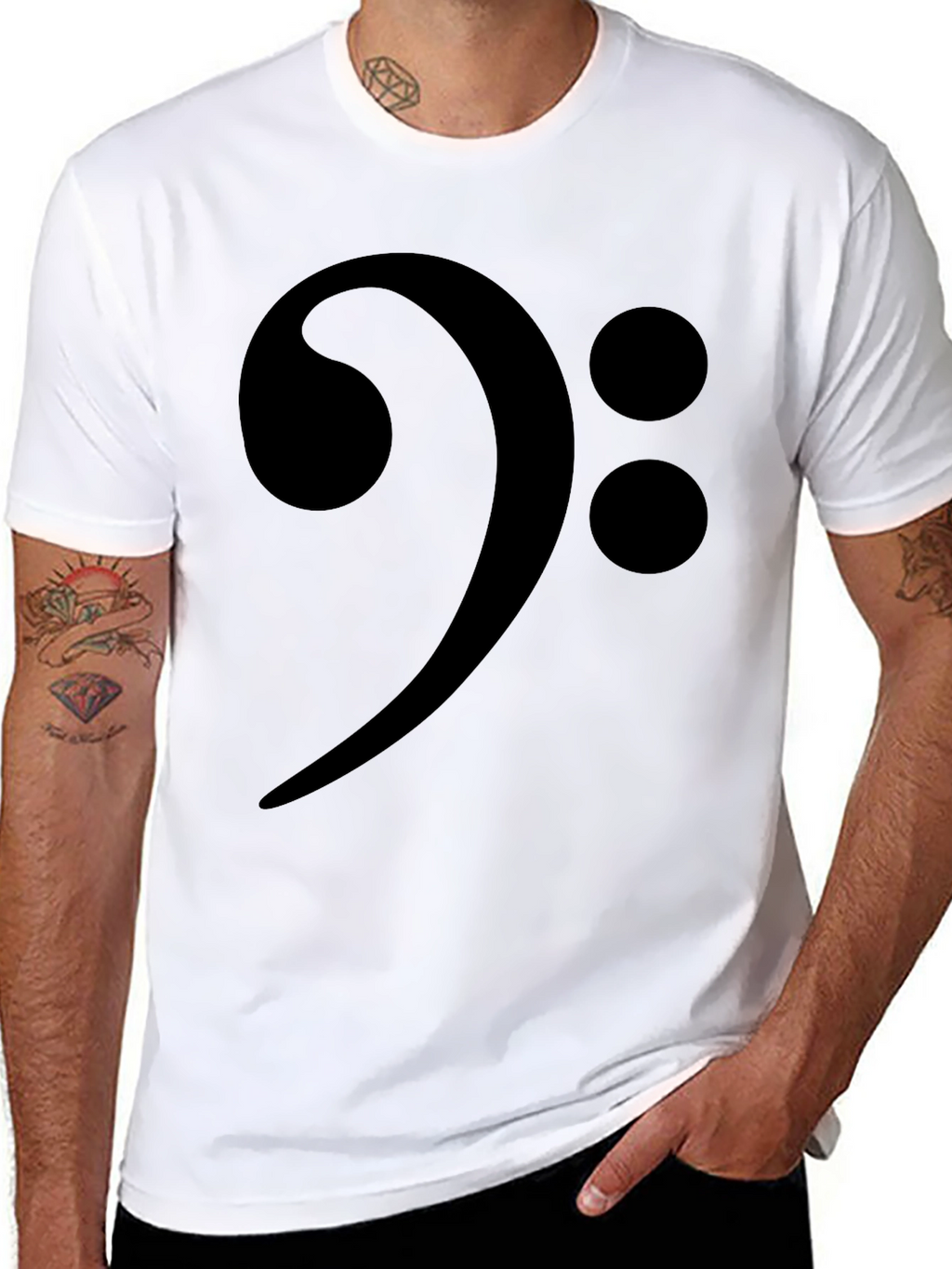 Camiseta Negra con Clave de Fa Musical