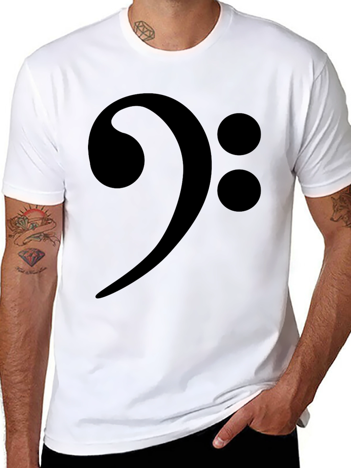 Camiseta Negra con Clave de Fa Musical