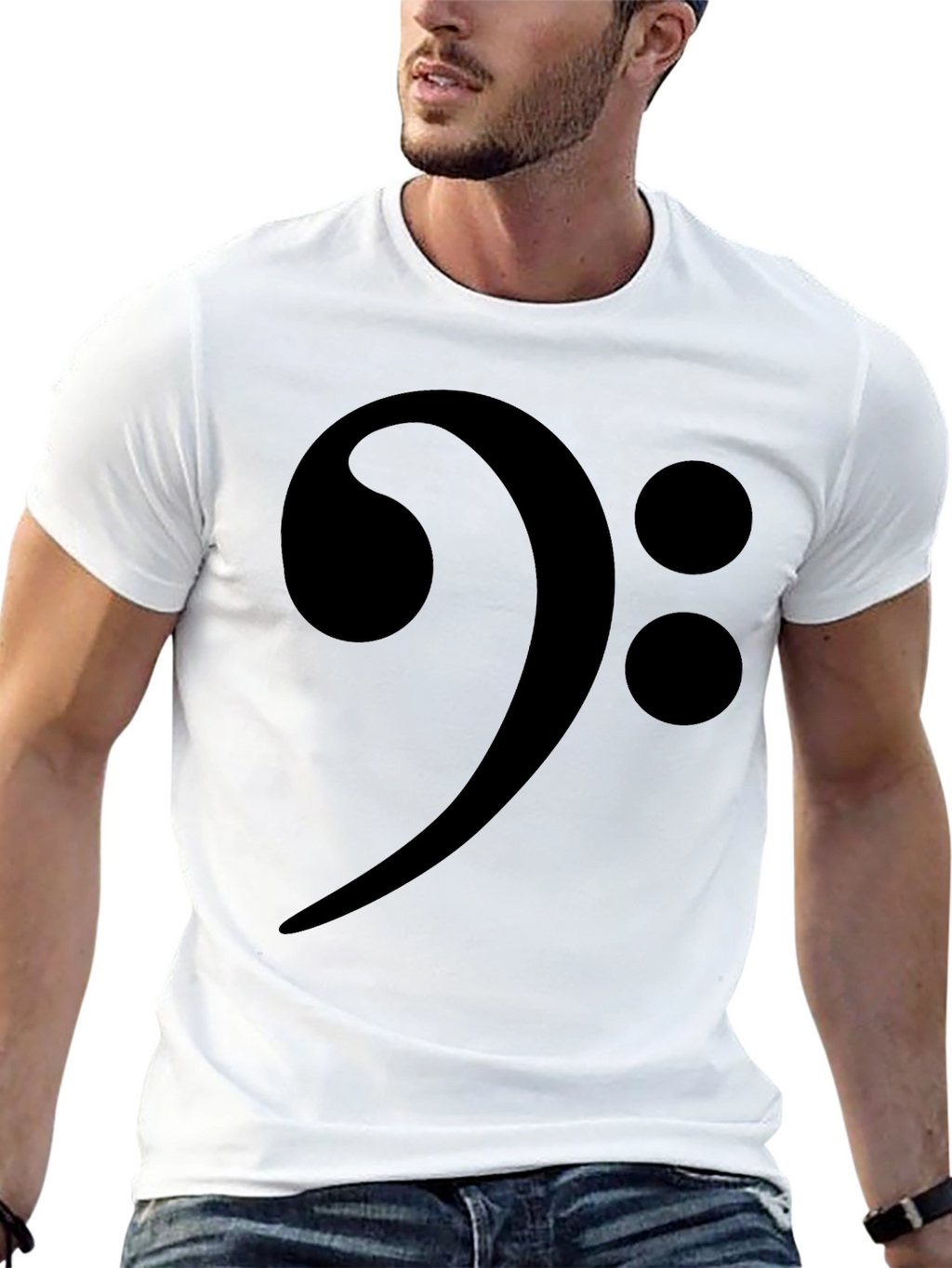 Camiseta Negra con Clave de Fa Musical