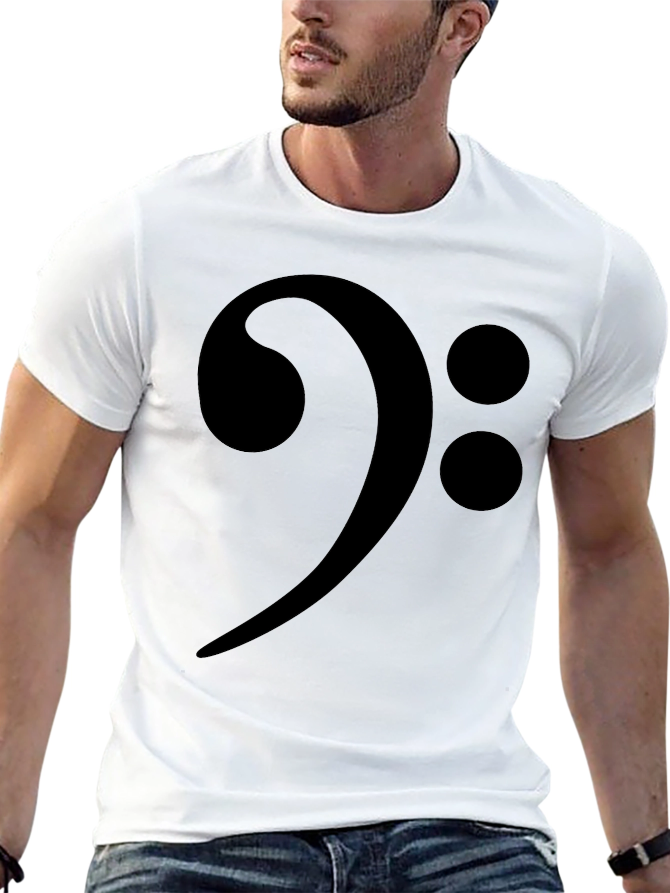 Camiseta Negra con Clave de Fa Musical