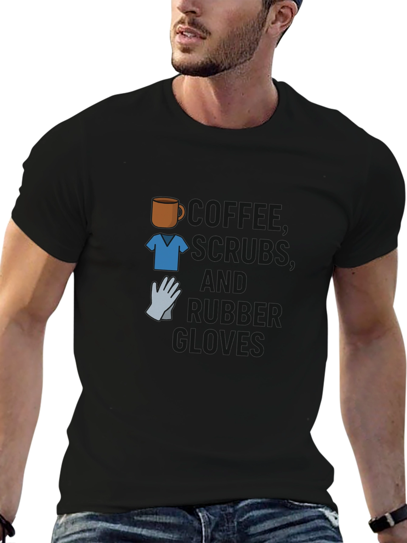 Camiseta Café Uniforme y Guantes