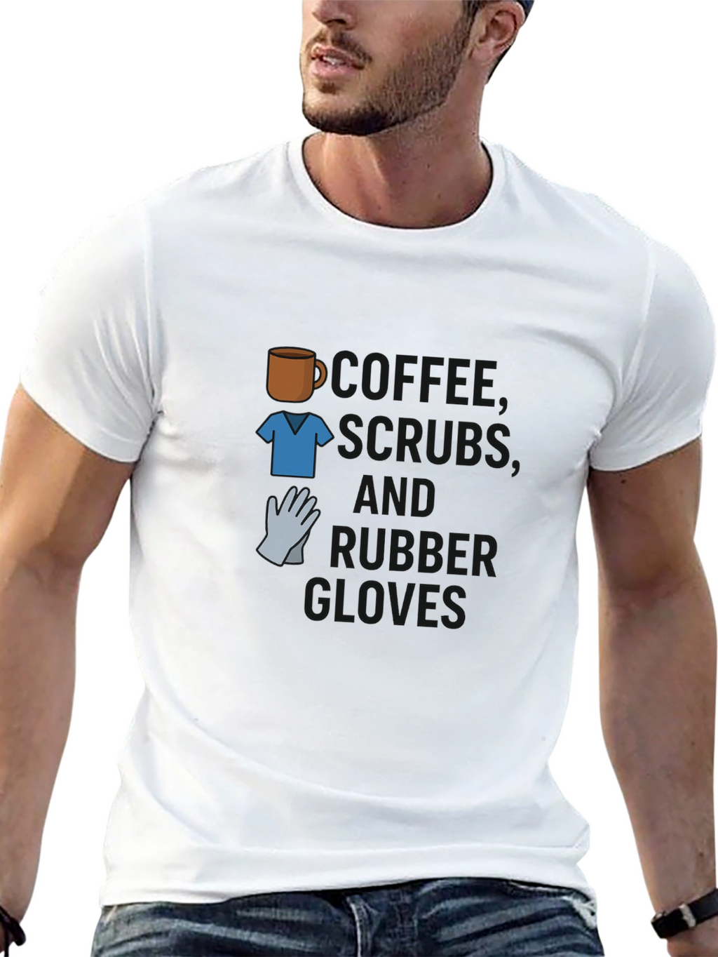 Camiseta Café Uniforme y Guantes