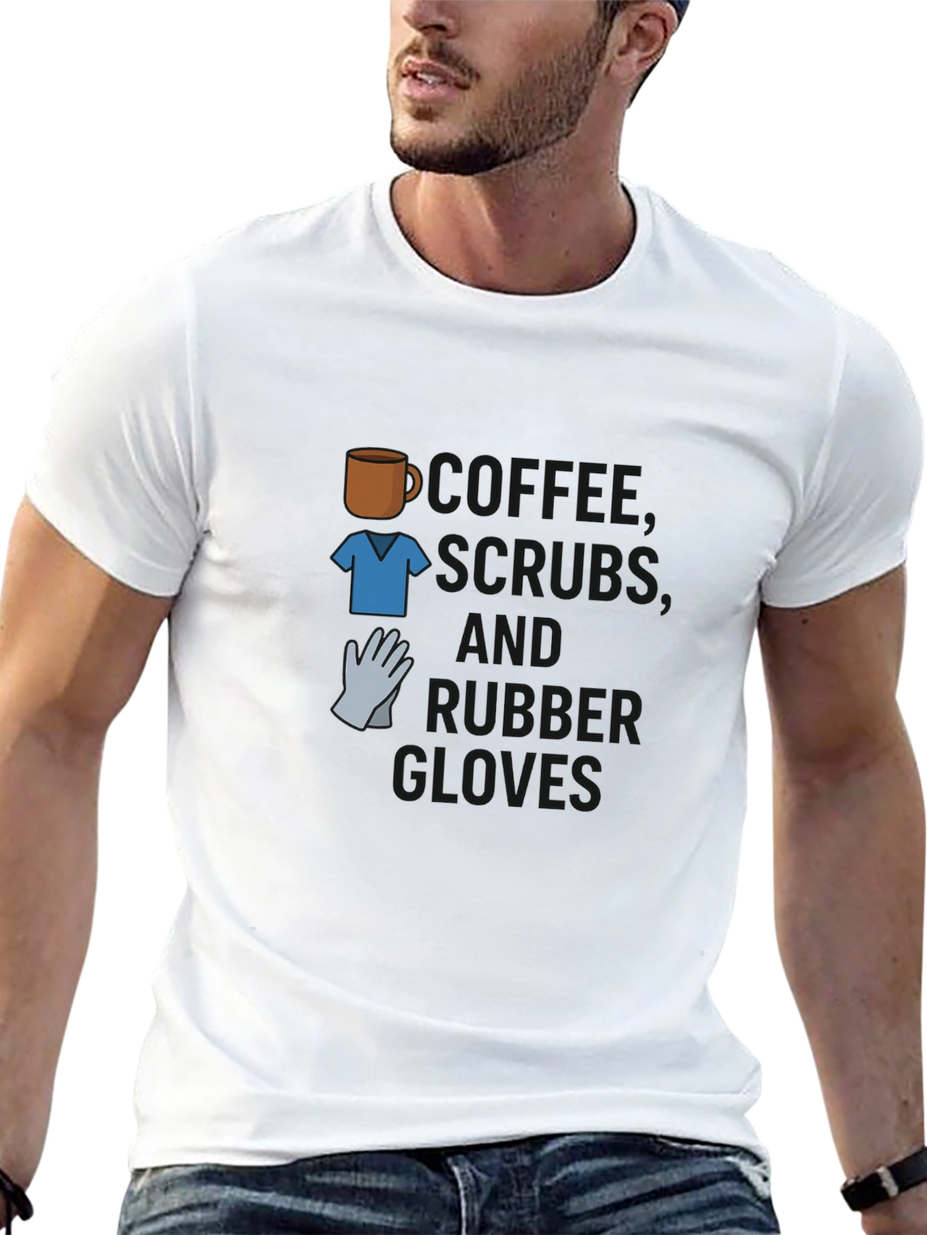 Camiseta Café Uniforme y Guantes