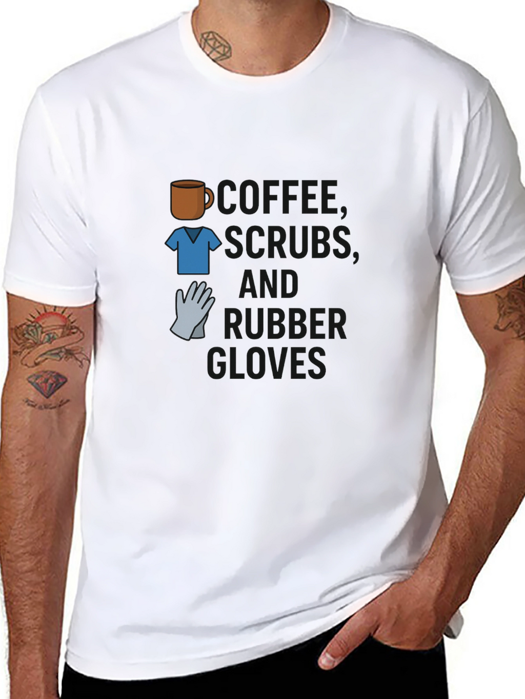 Camiseta Café Uniforme y Guantes