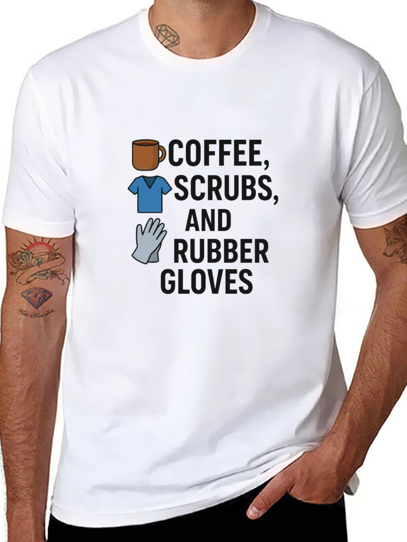 Camiseta Café Uniforme y Guantes