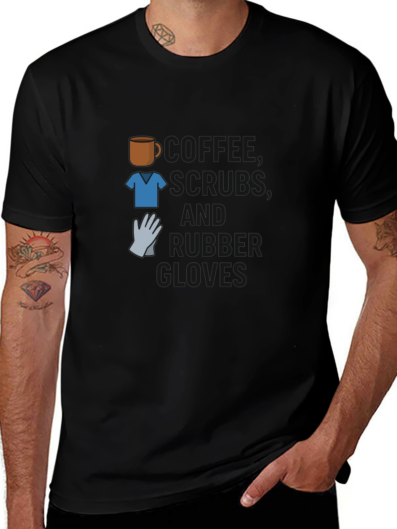 Camiseta Café Uniforme y Guantes