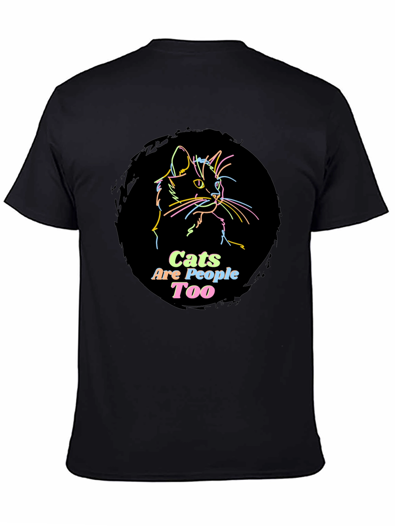 Camiseta Negra con Diseño de Gato Cats Are People Too