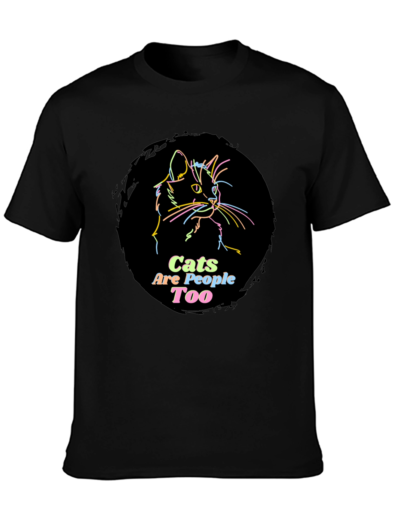 Camiseta Negra con Diseño de Gato Cats Are People Too