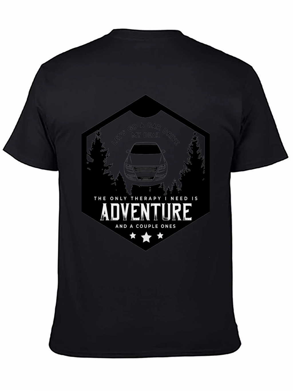 Camiseta Negra Aventura en Coche