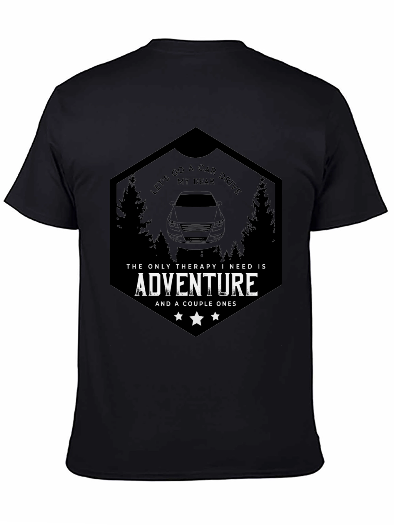 Camiseta Negra Aventura en Coche