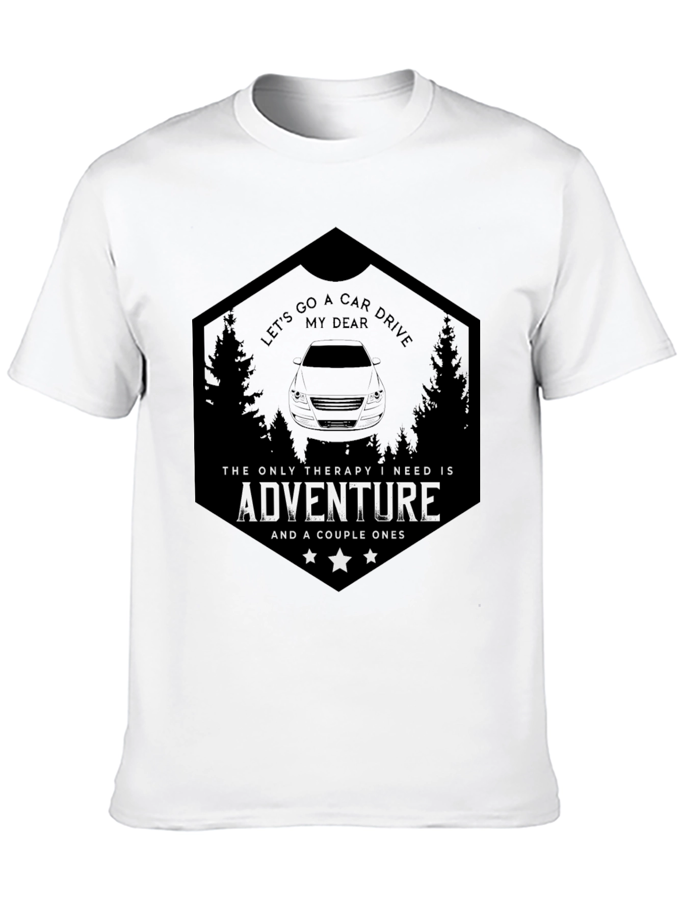 Camiseta Negra Aventura en Coche