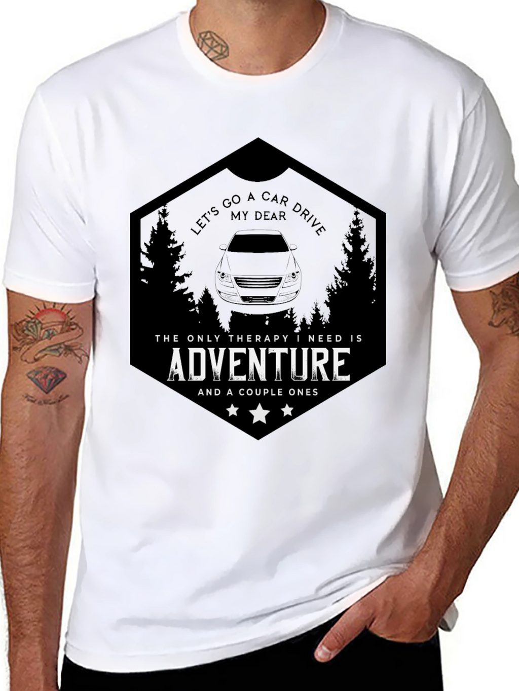 Camiseta Negra Aventura en Coche