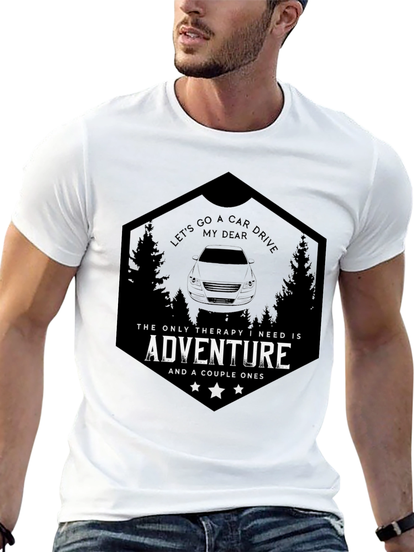 Camiseta Negra Aventura en Coche