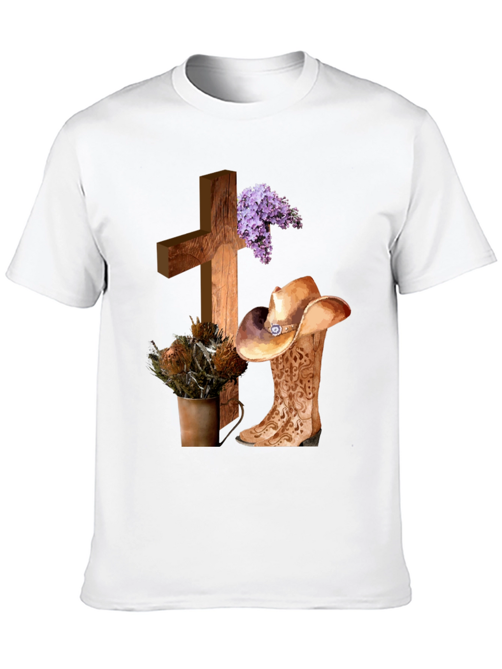 Camiseta Cristiana Vaquera con Cruz y Botas