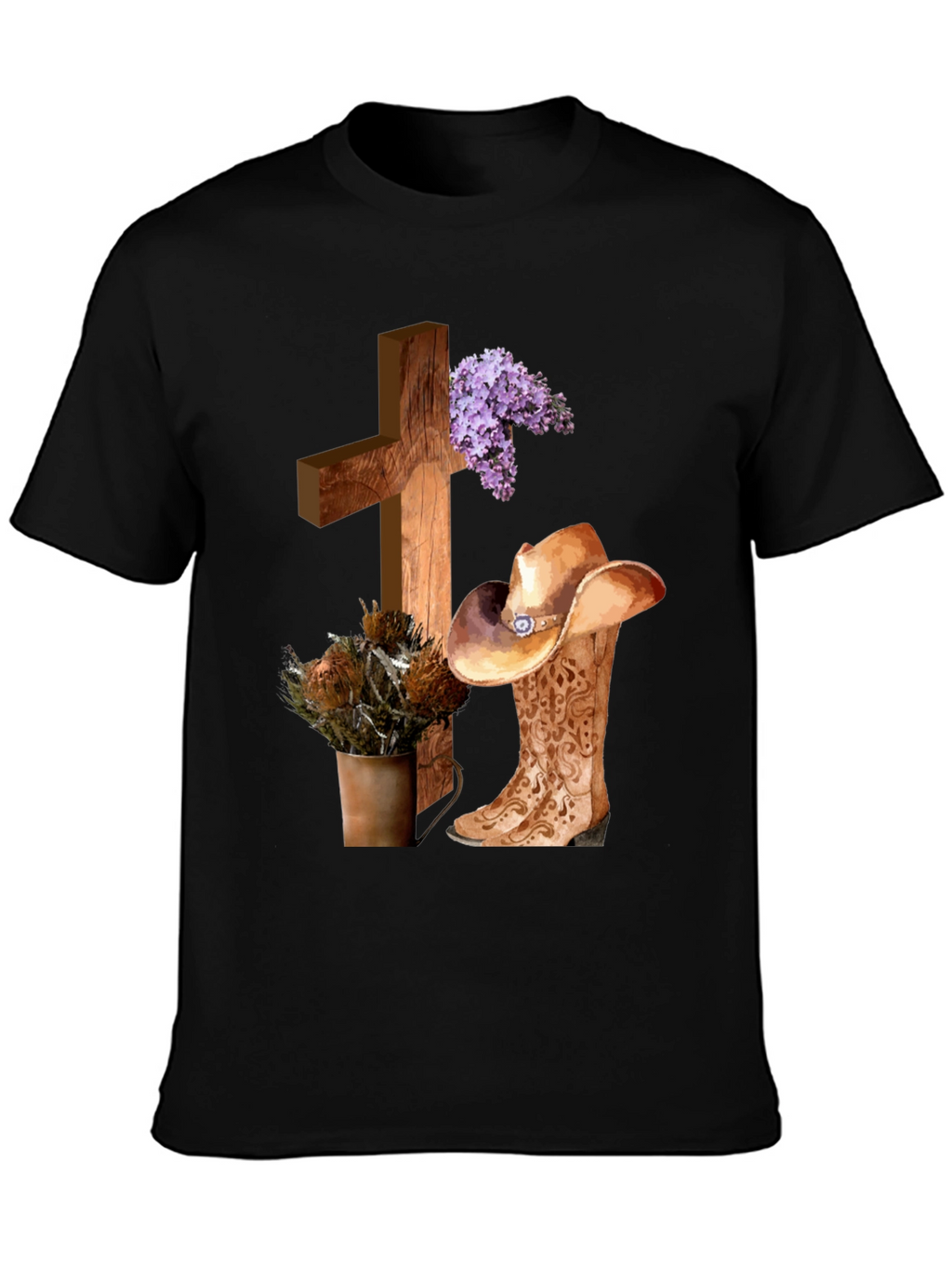 Camiseta Cristiana Vaquera con Cruz y Botas
