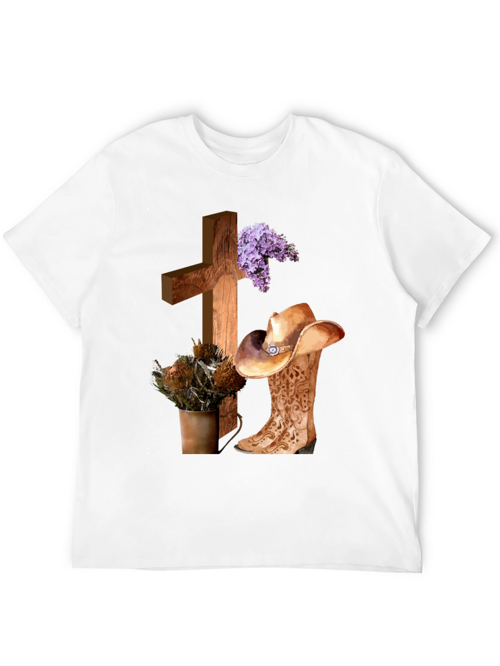 Camiseta Cristiana Vaquera con Cruz y Botas