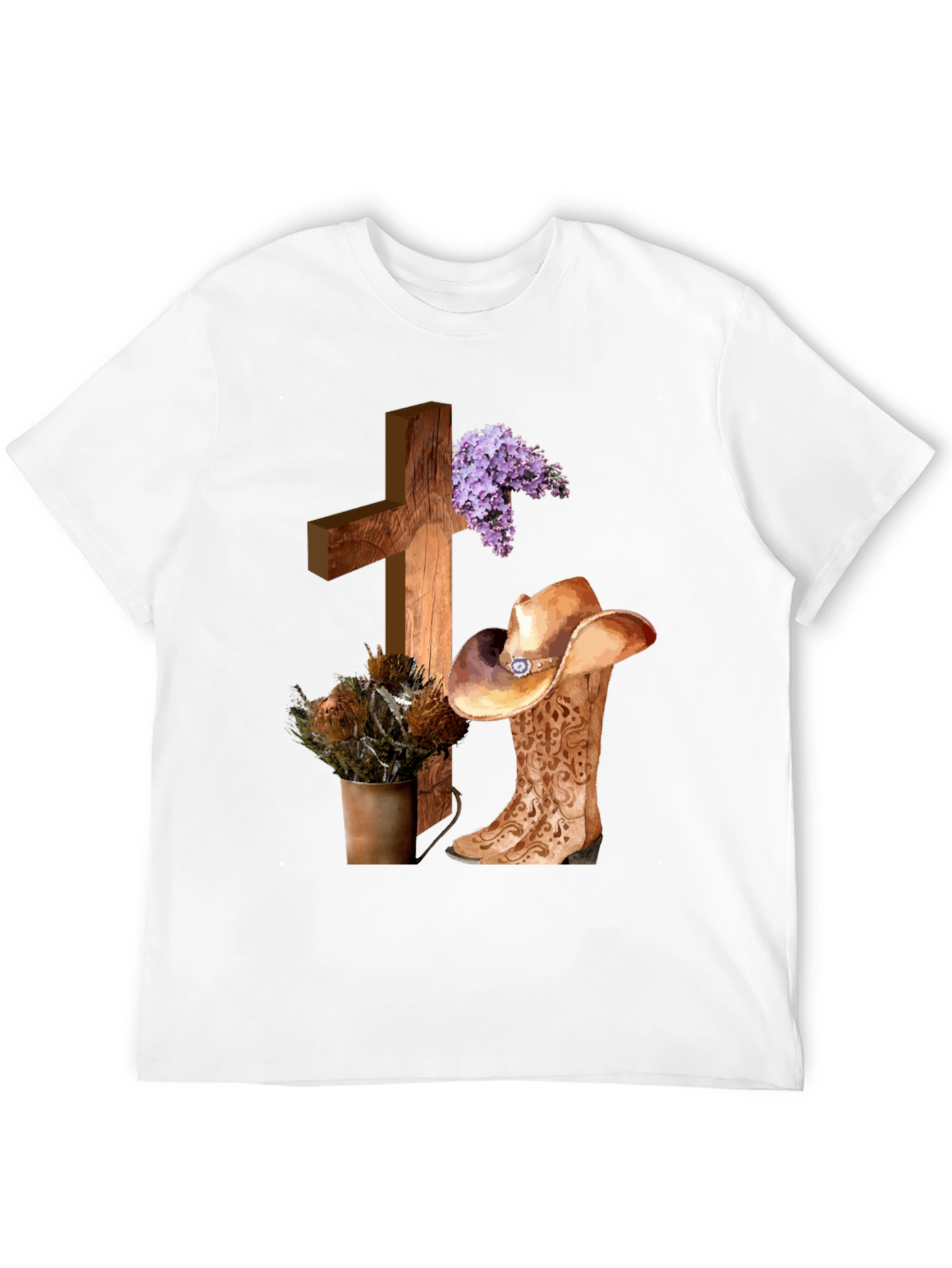 Camiseta Cristiana Vaquera con Cruz y Botas