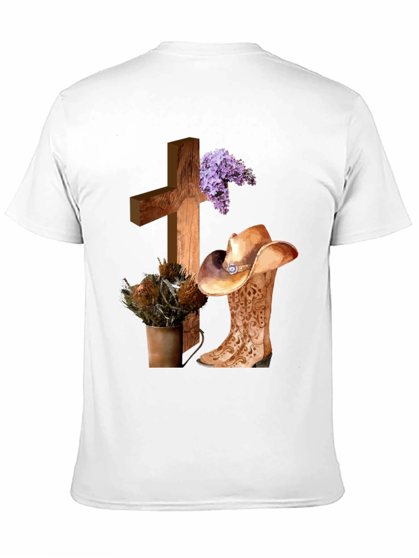 Camiseta Cristiana Vaquera con Cruz y Botas
