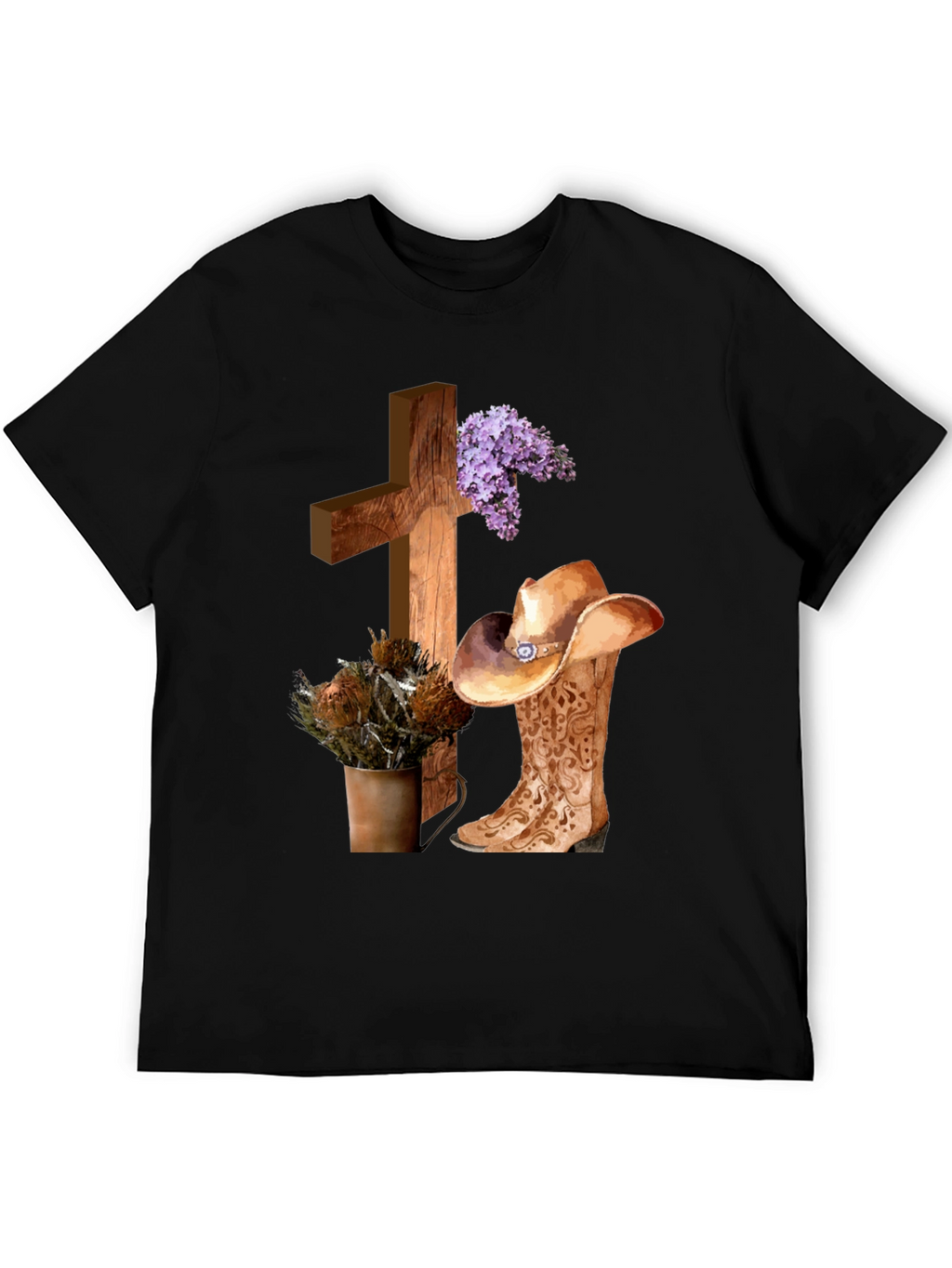 Camiseta Cristiana Vaquera con Cruz y Botas