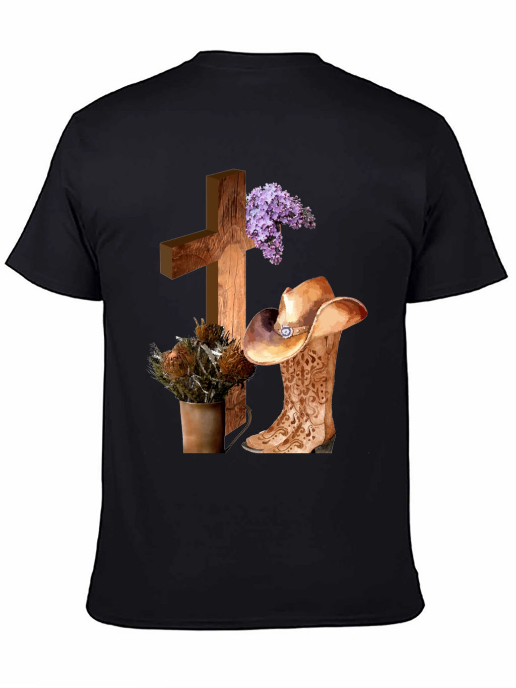 Camiseta Cristiana Vaquera con Cruz y Botas