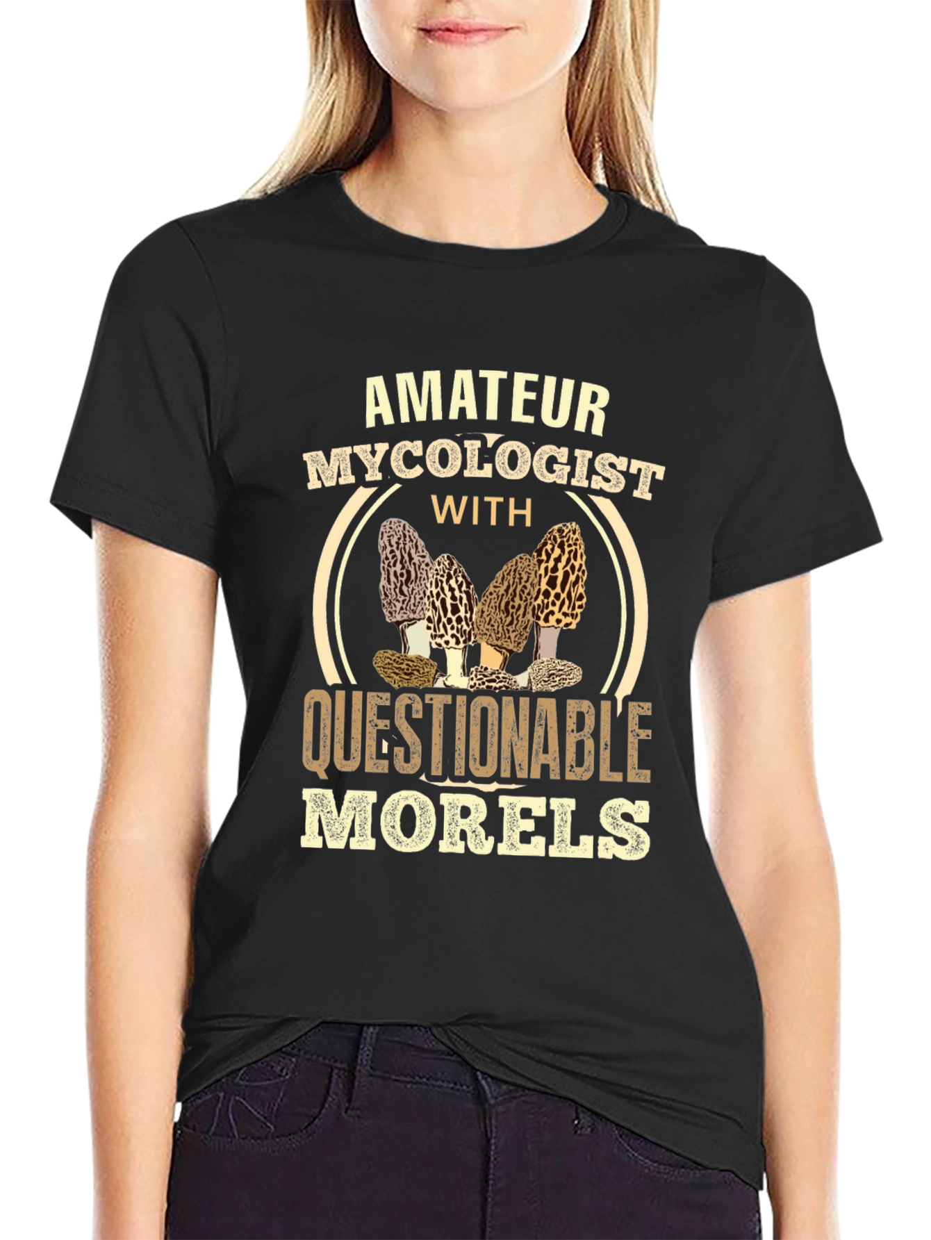 Camiseta Micólogo Amateur con Setas Morel Dudosas