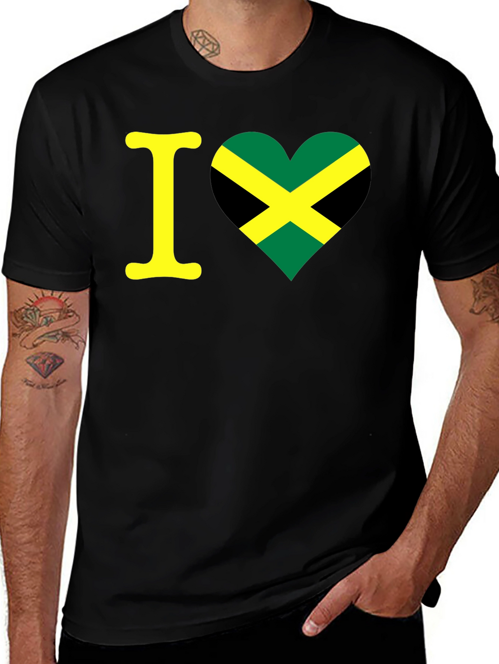 Camiseta Negra Amo Jamaica - Diseño Único