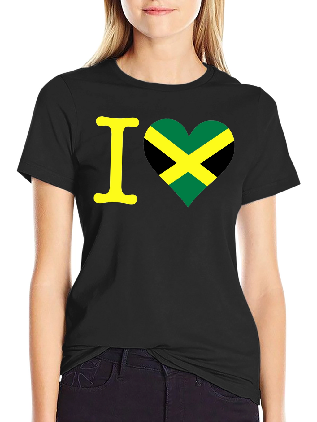 Camiseta Negra Amo Jamaica - Diseño Único