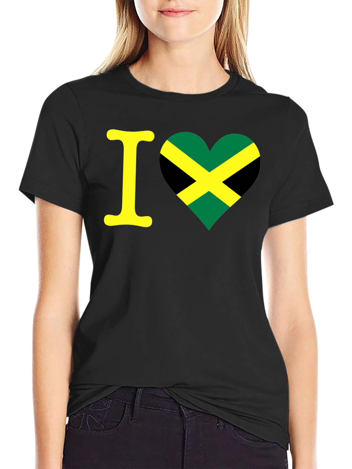 Camiseta Negra Amo Jamaica - Diseño Único