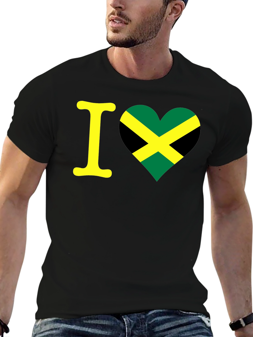 Camiseta Negra Amo Jamaica - Diseño Único