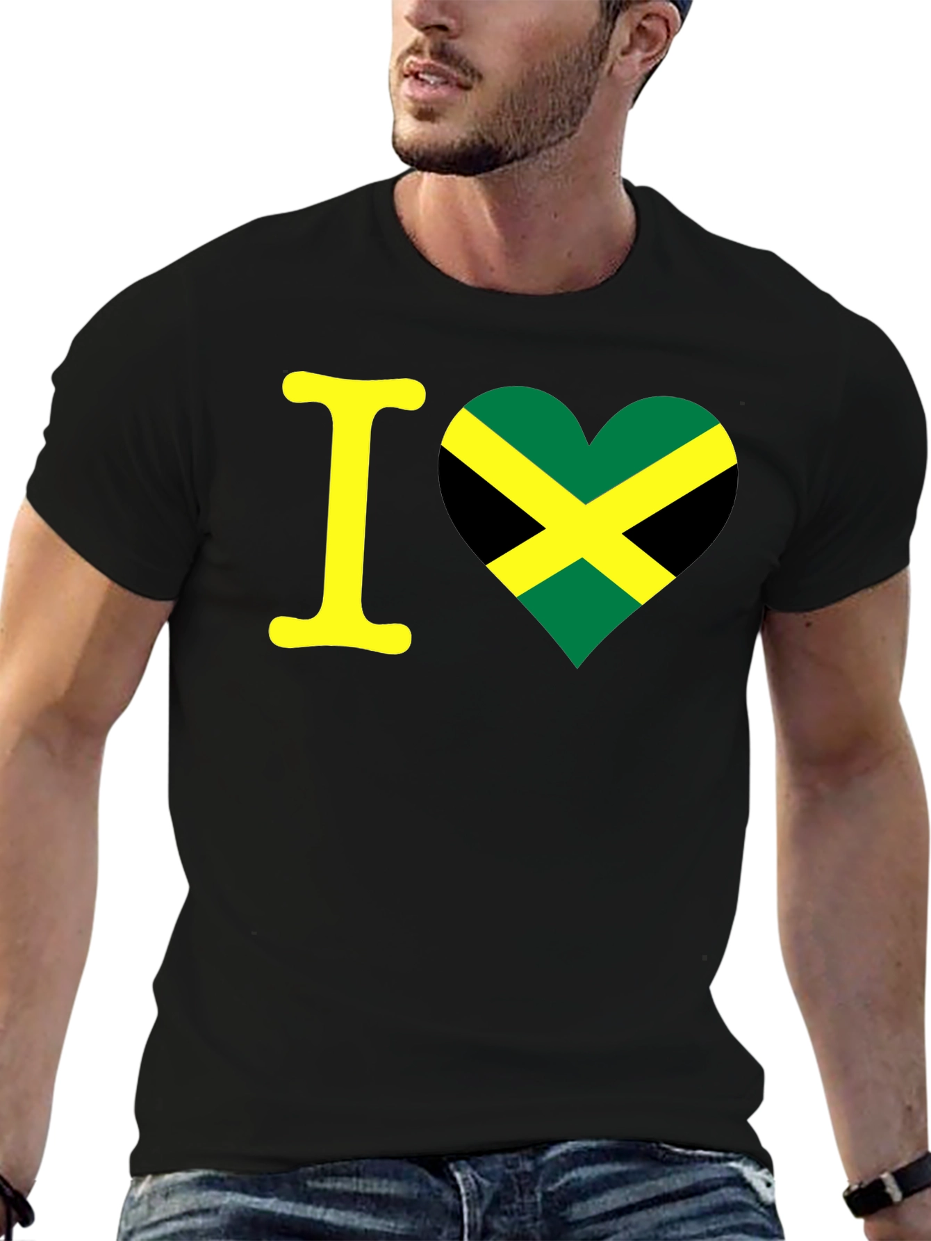Camiseta Negra Amo Jamaica - Diseño Único