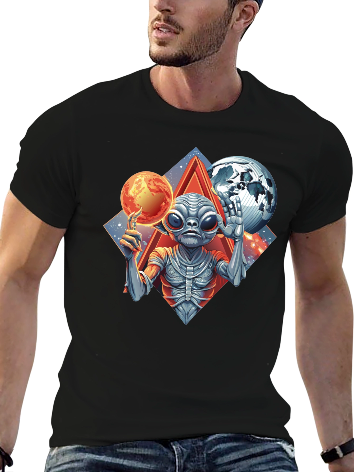 Camiseta Alienígena con Planetas