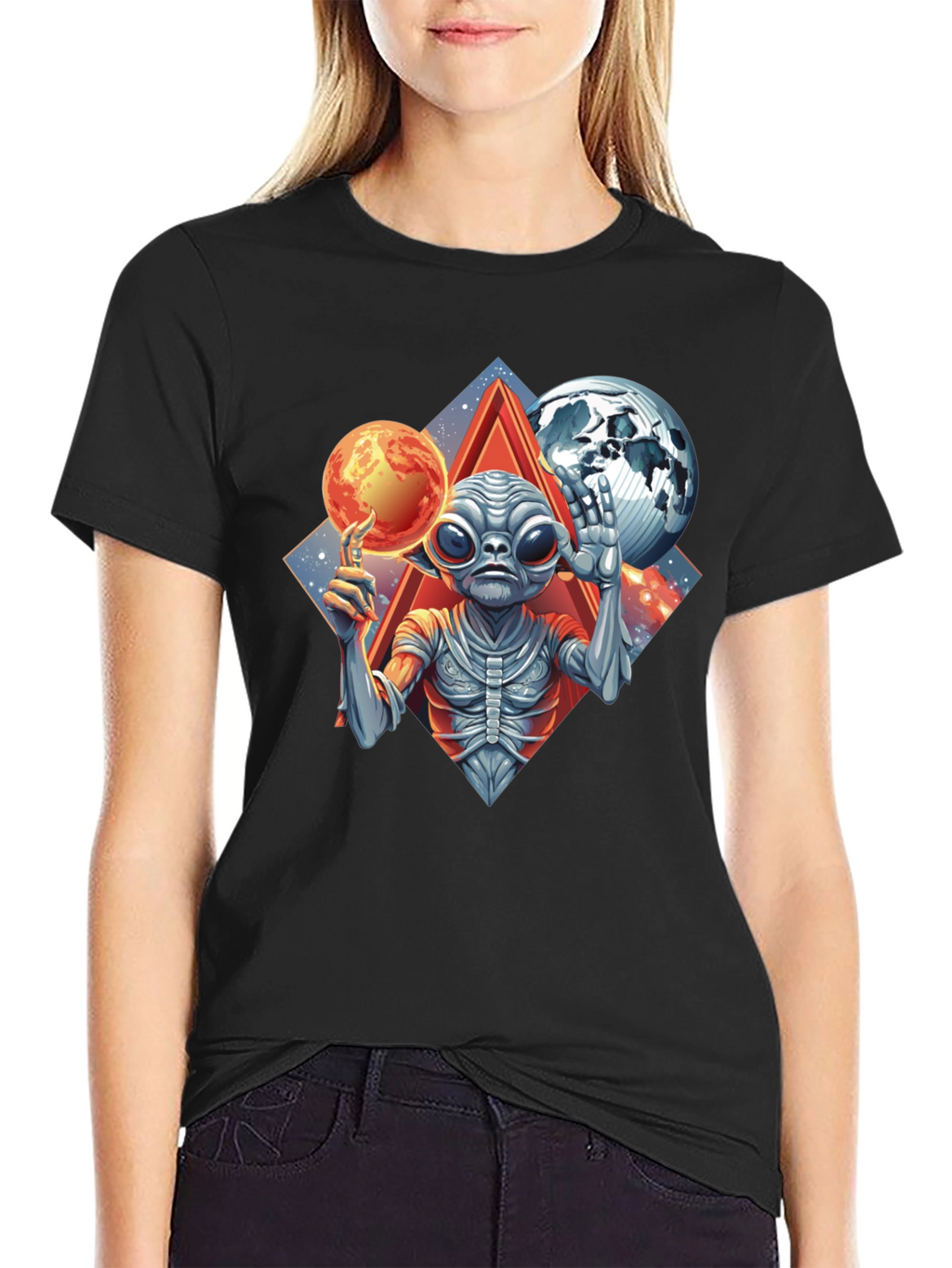 Camiseta Alienígena con Planetas