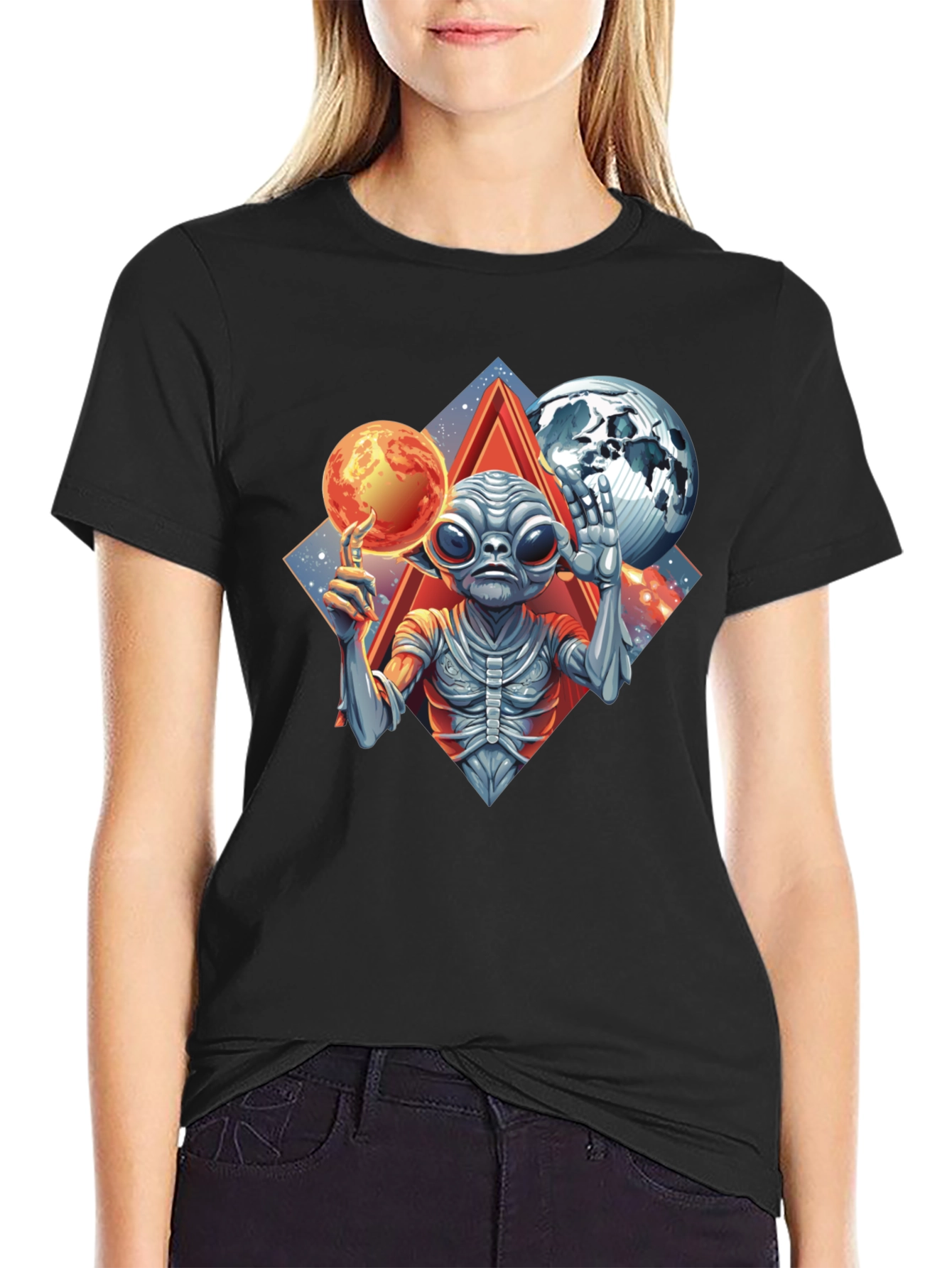 Camiseta Alienígena con Planetas
