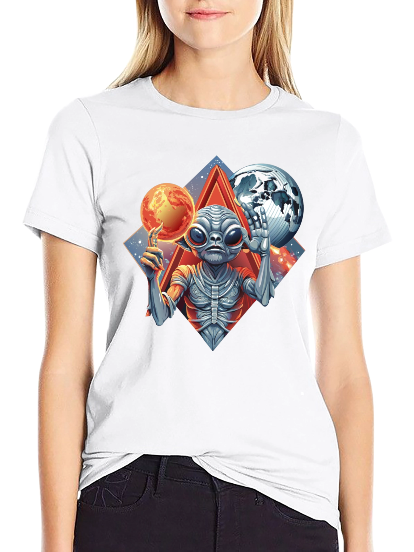 Camiseta Alienígena con Planetas
