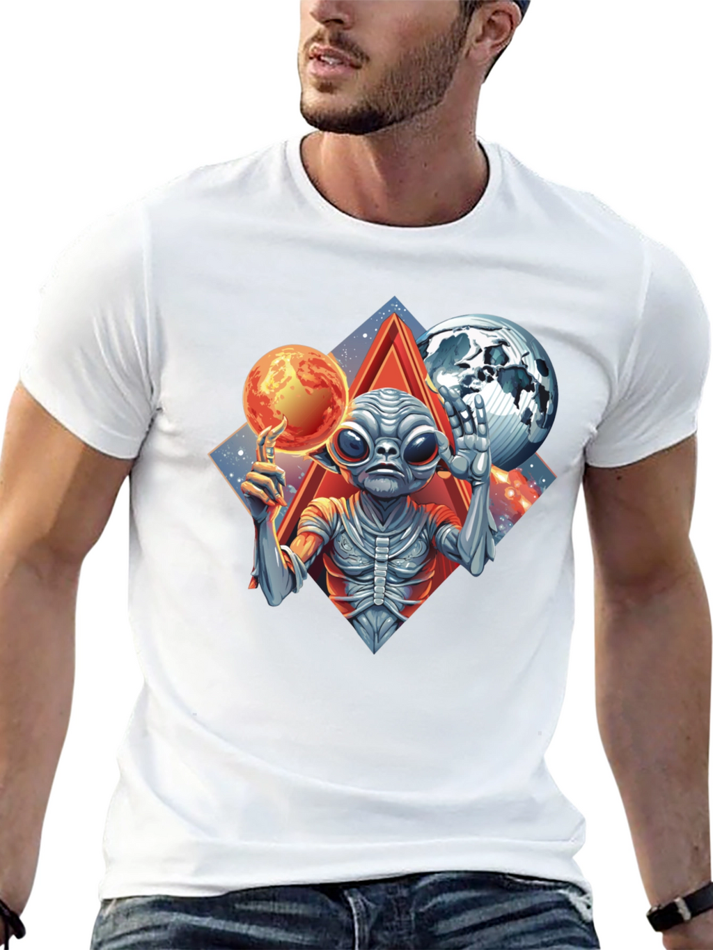 Camiseta Alienígena con Planetas