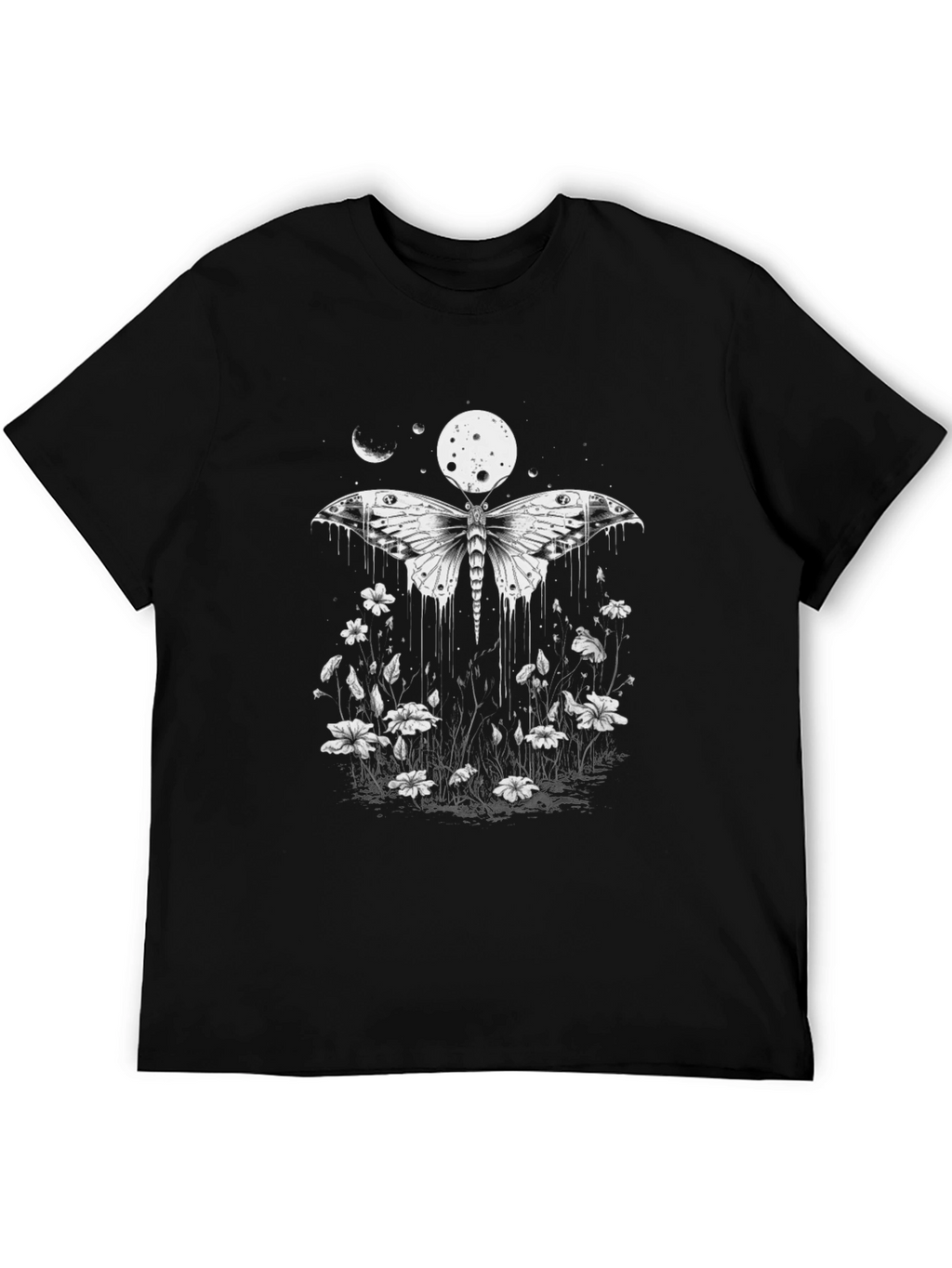 Camiseta Negra con Diseño de Mariposa Lunar