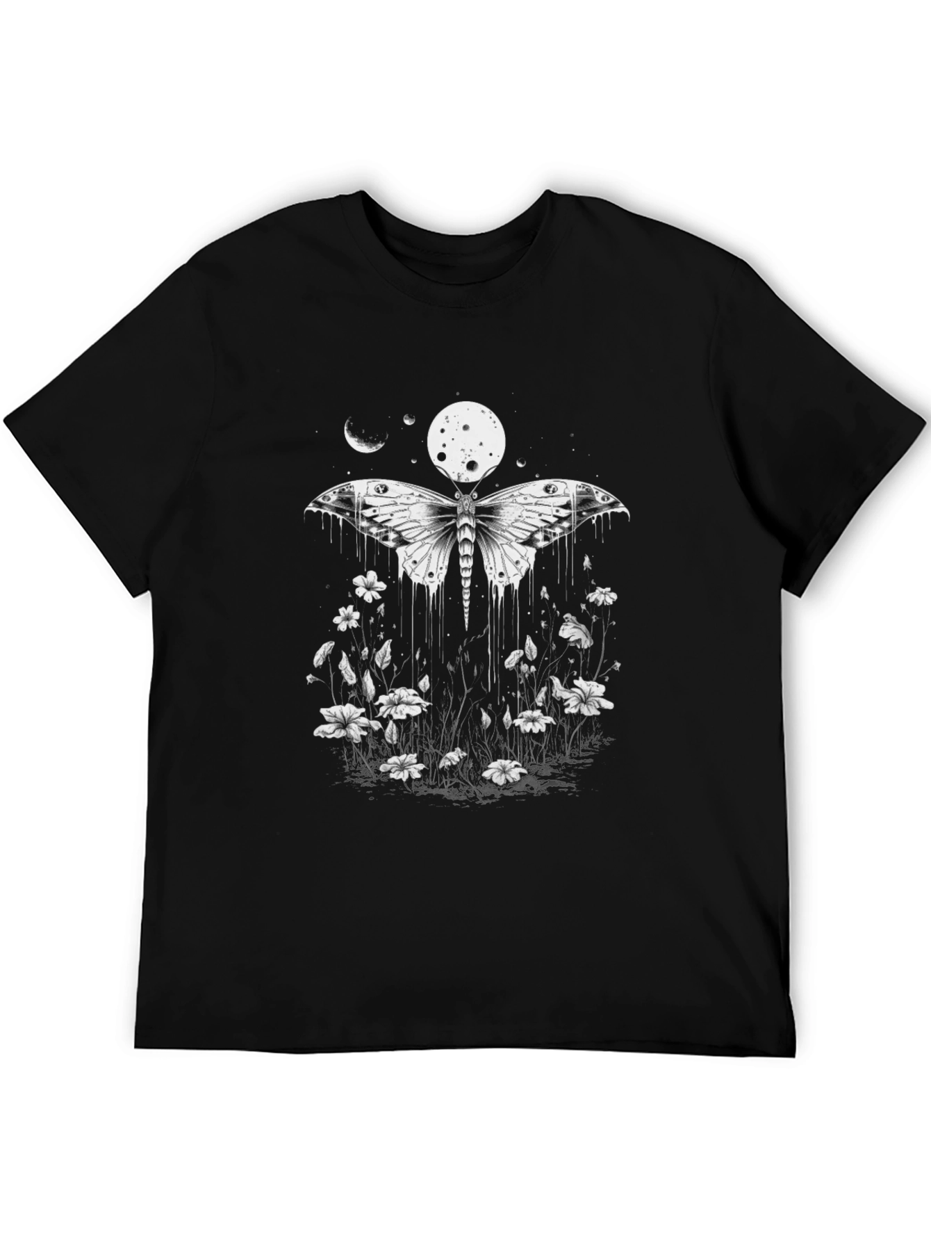 Camiseta Negra con Diseño de Mariposa Lunar