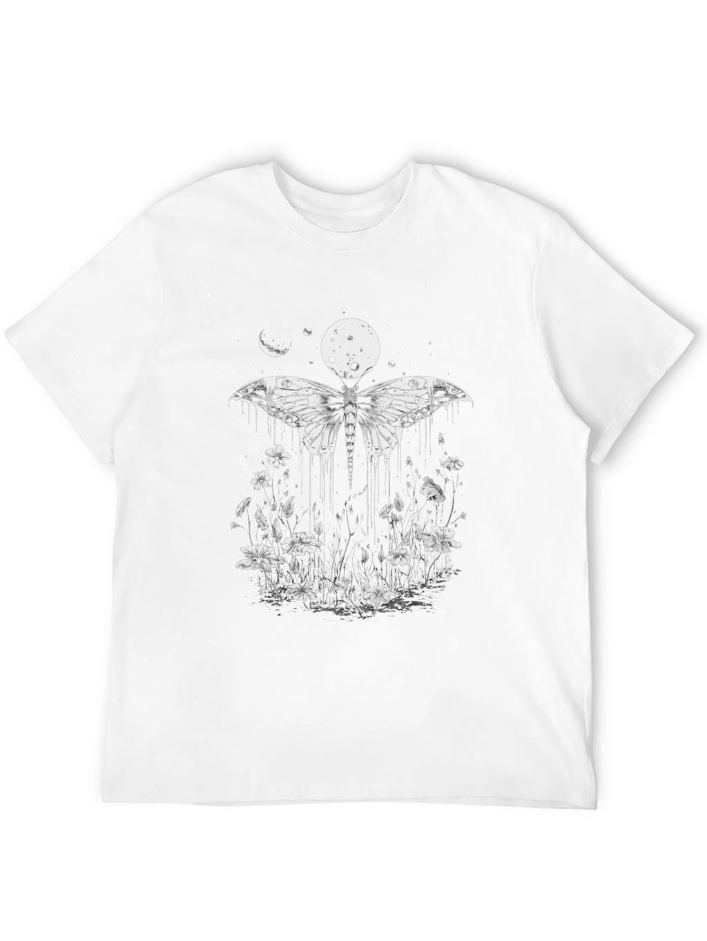 Camiseta Negra con Diseño de Mariposa Lunar