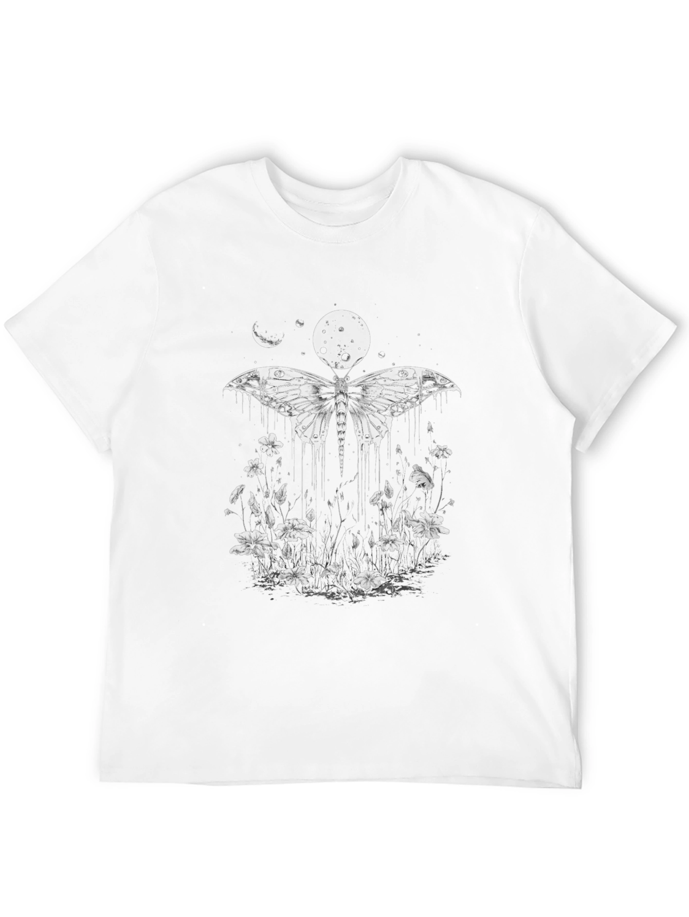 Camiseta Negra con Diseño de Mariposa Lunar