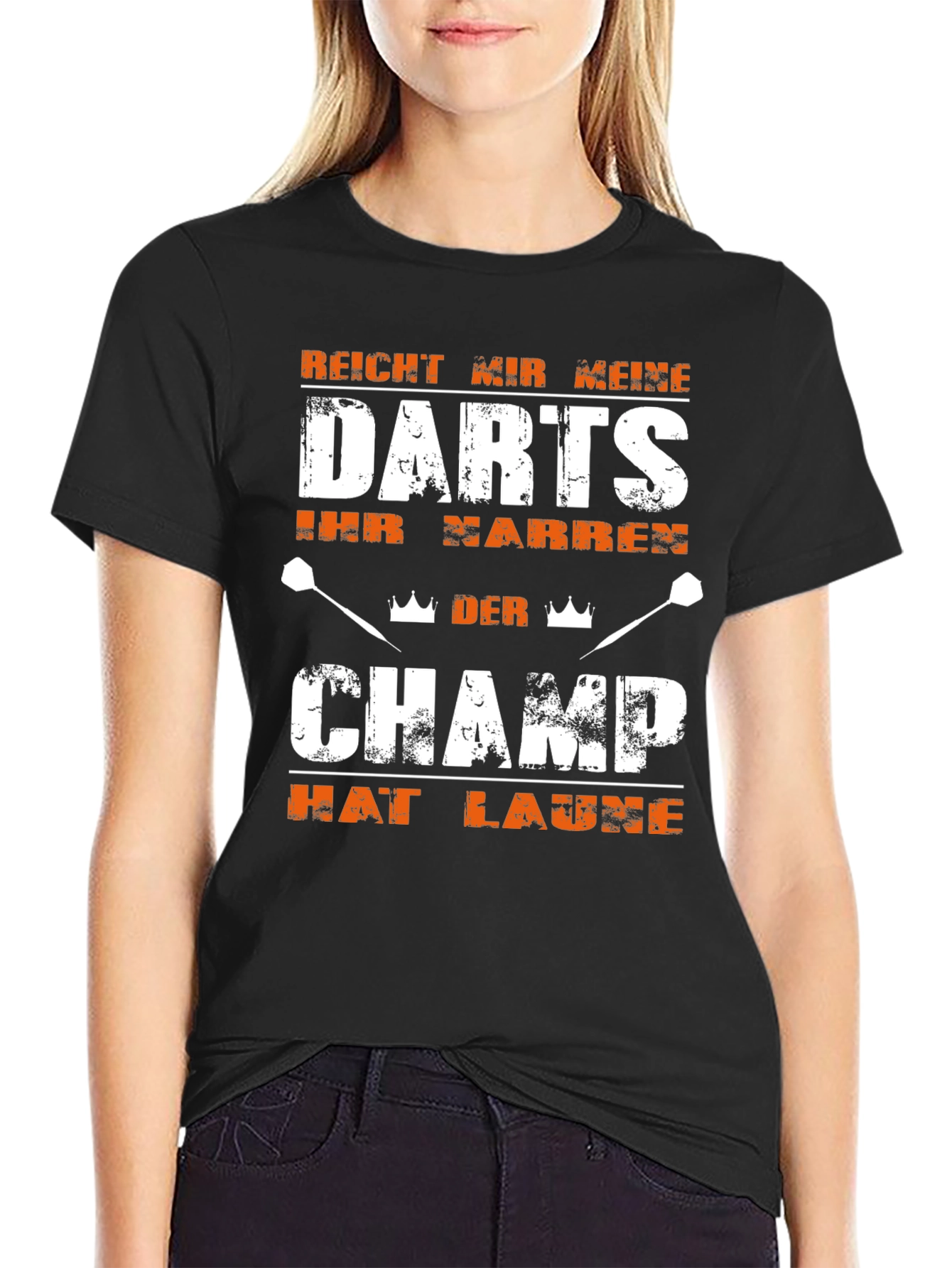 Camiseta Negra con Diseño de Dardos El Campeón