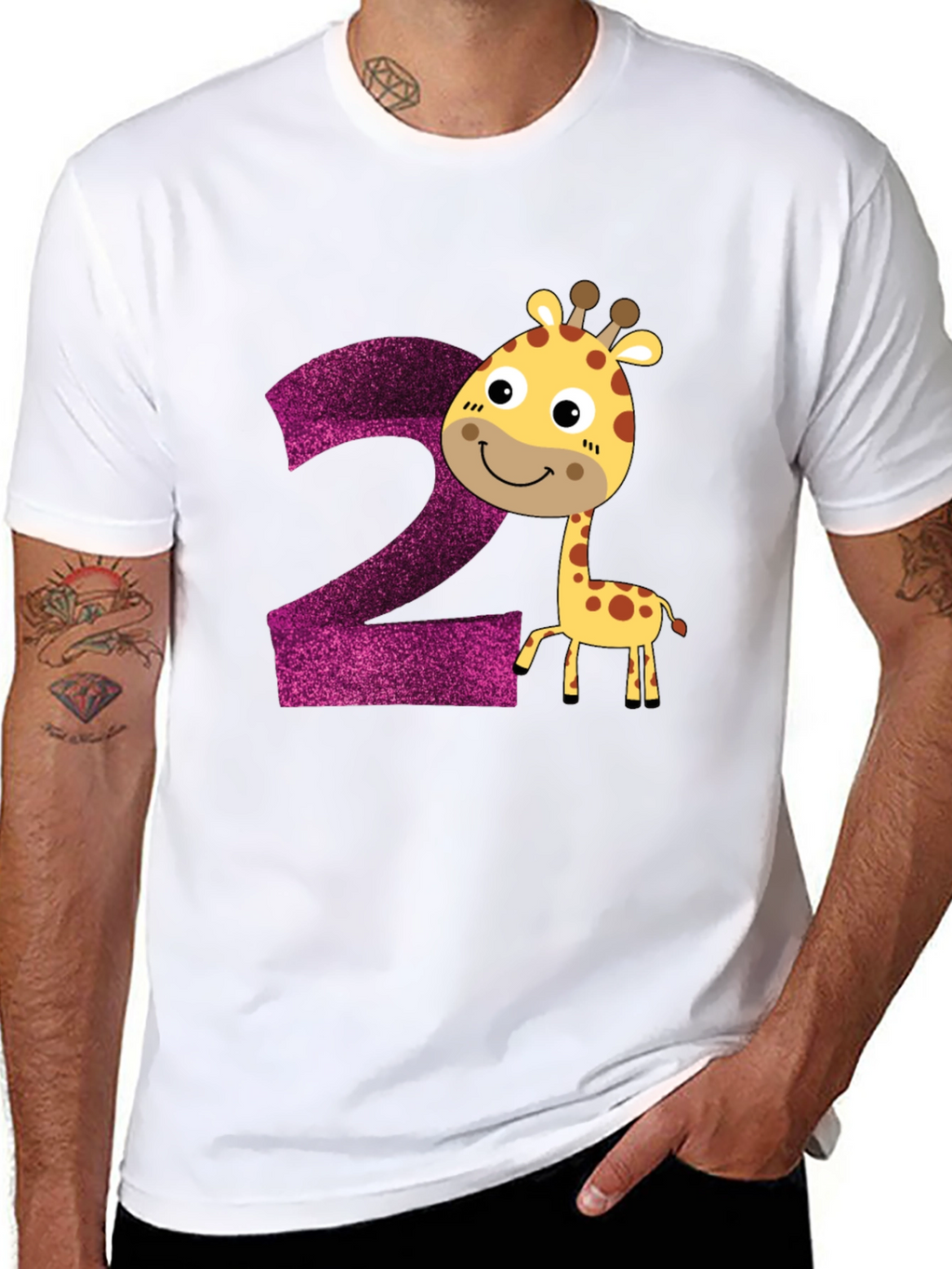 Camiseta Infantil Cumpleaños Número 2 Jirafa