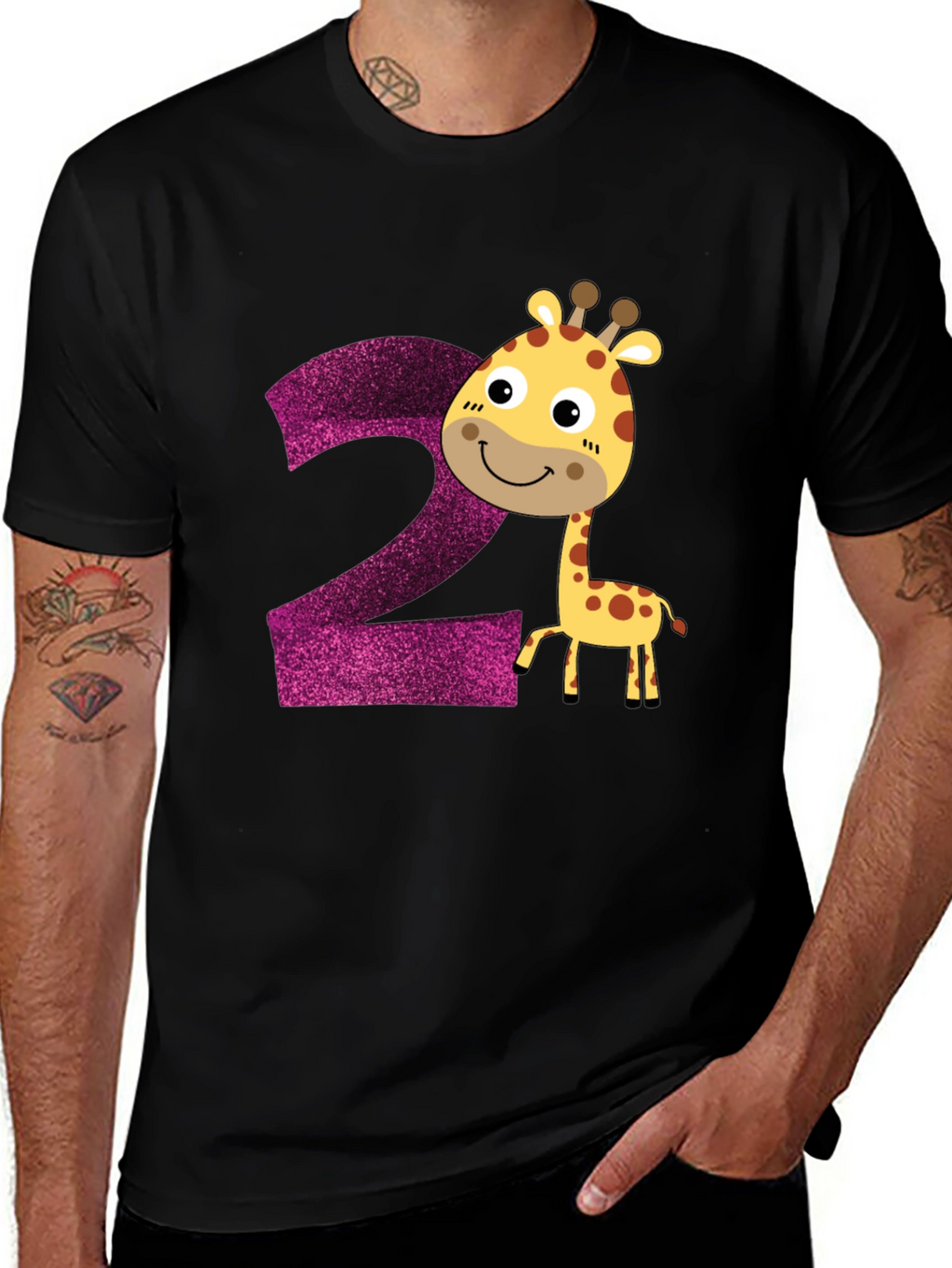 Camiseta Infantil Cumpleaños Número 2 Jirafa