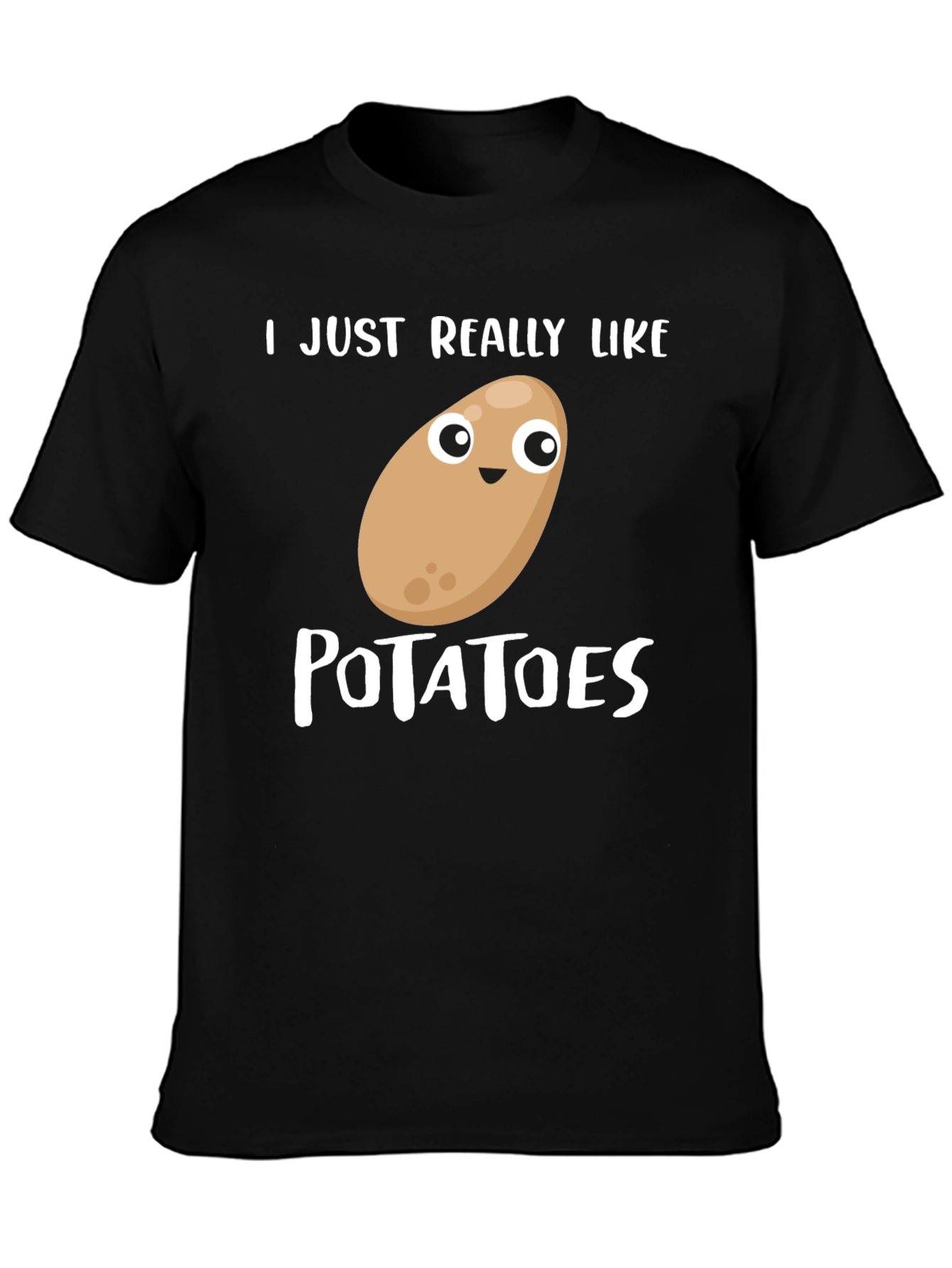 Camiseta Negra Amo las Patatas Divertida
