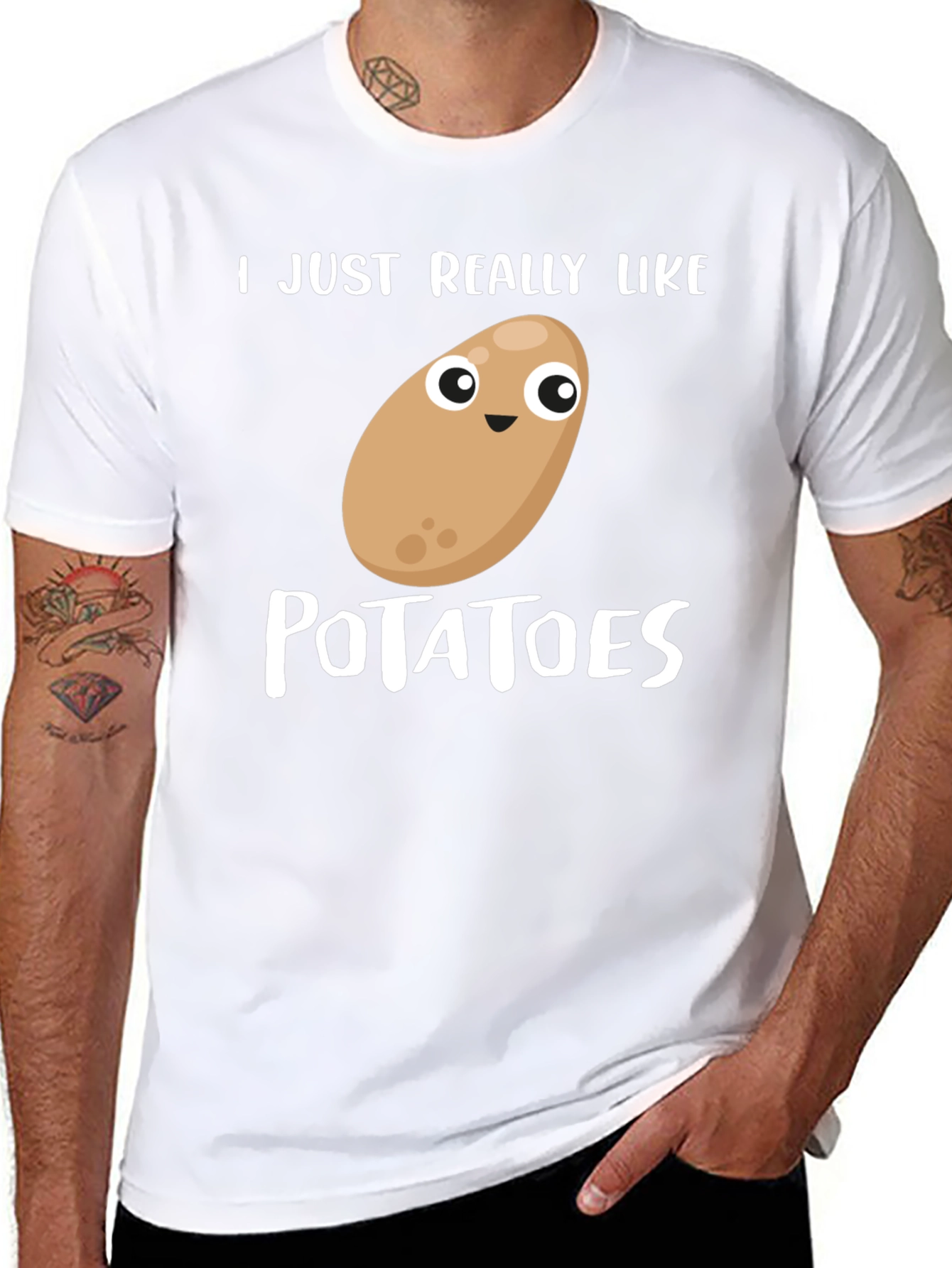 Camiseta Negra Amo las Patatas Divertida