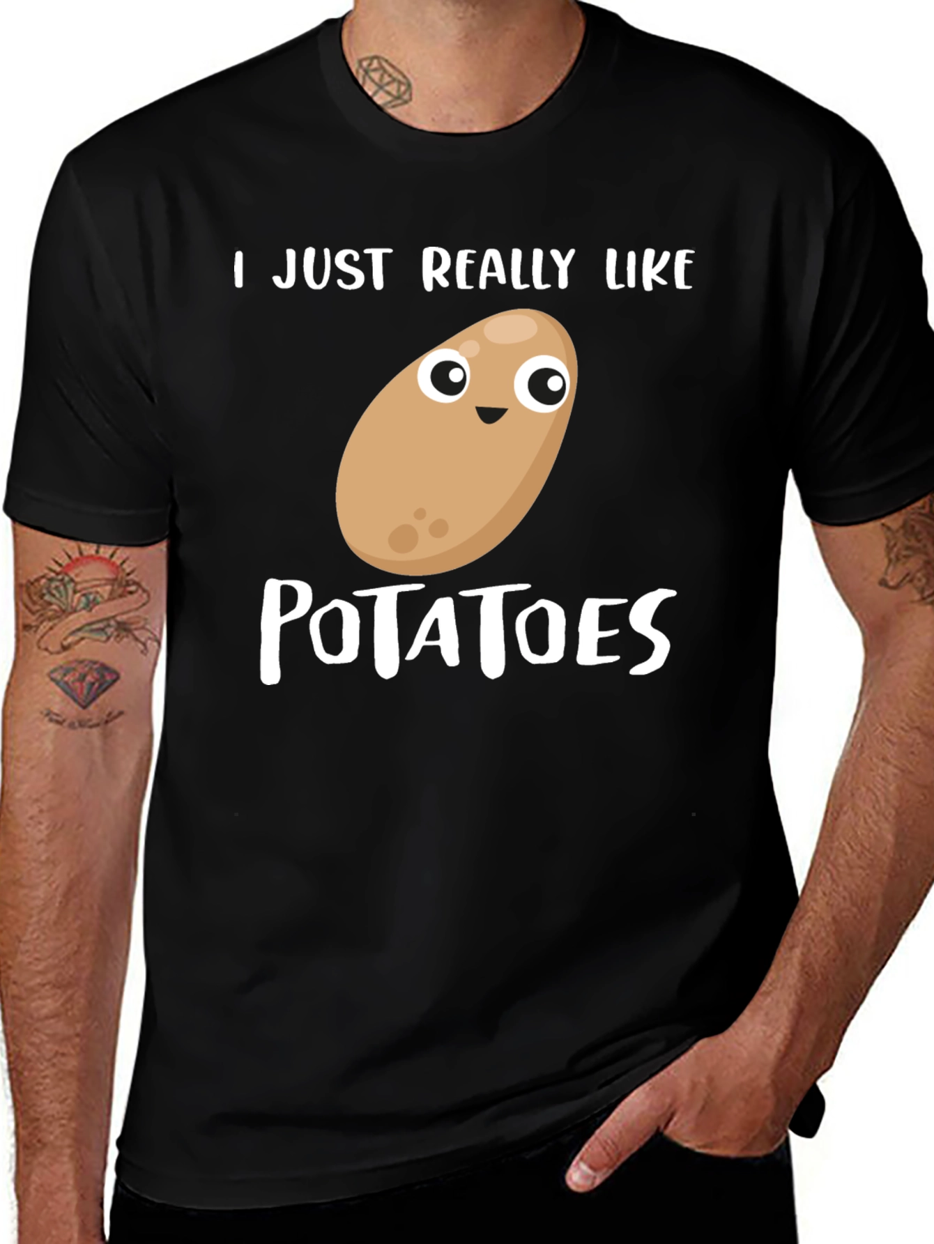 Camiseta Negra Amo las Patatas Divertida