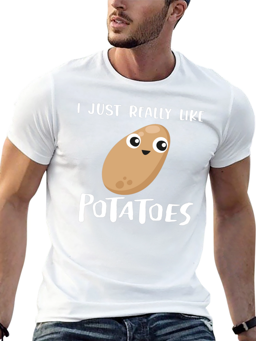 Camiseta Negra Amo las Patatas Divertida
