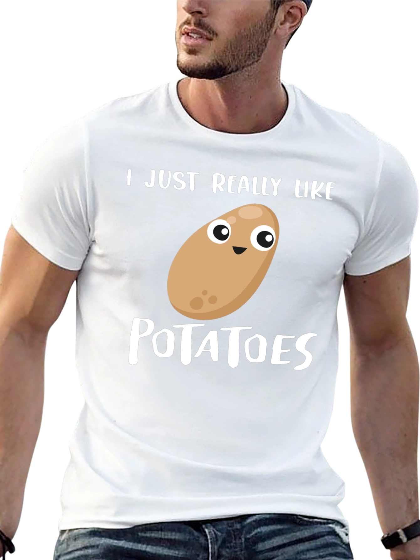 Camiseta Negra Amo las Patatas Divertida